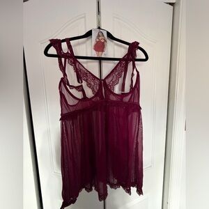 Chic Wine Lace Chemise